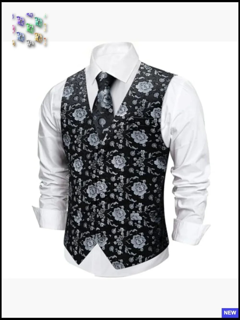 Men's Silk Jacquard Vest Set Formal Classic Elegant Wedding Party Wear 7PCS